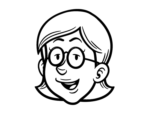 Face of girl with glasses coloring page - Coloringcrew.com