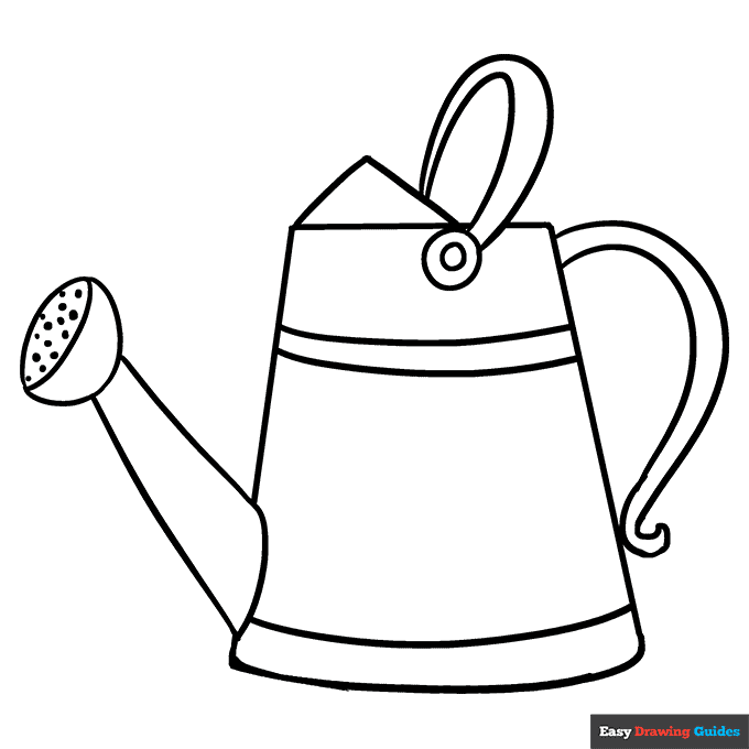 Watering Can Coloring Page | Easy Drawing Guides