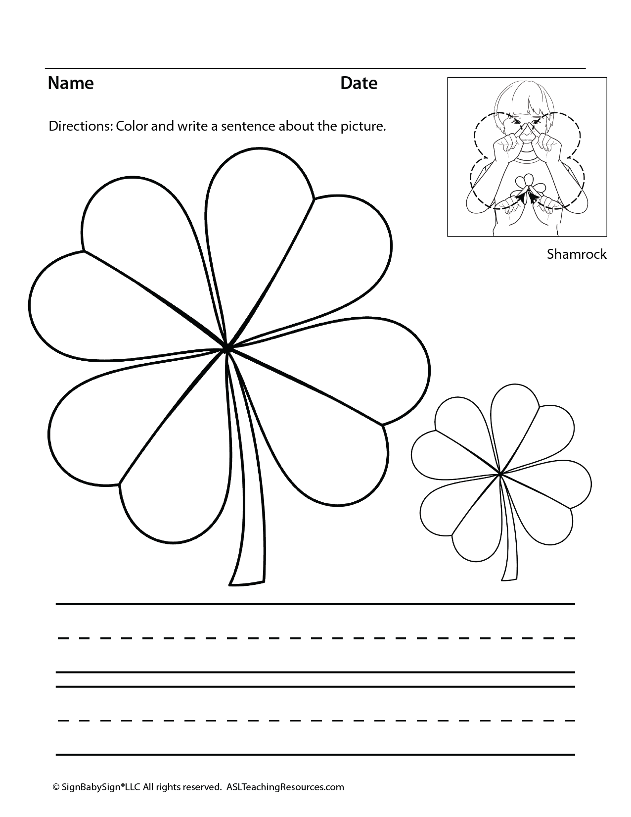 St. Patrick's Day Coloring Pages ASL - ASL Teaching Resources