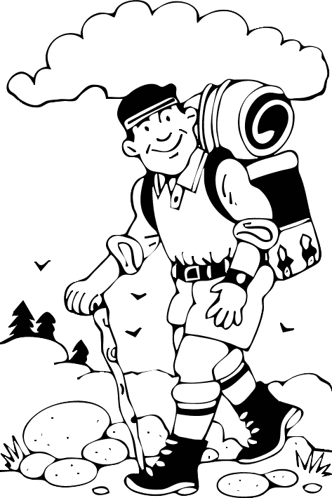 Hiking Coloring Page for Kids - Free Printable Picture