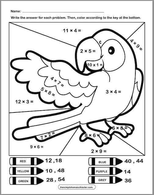 10 Multiplication Coloring Worksheets: Free & Instant Download! - The  Simple Homeschooler
