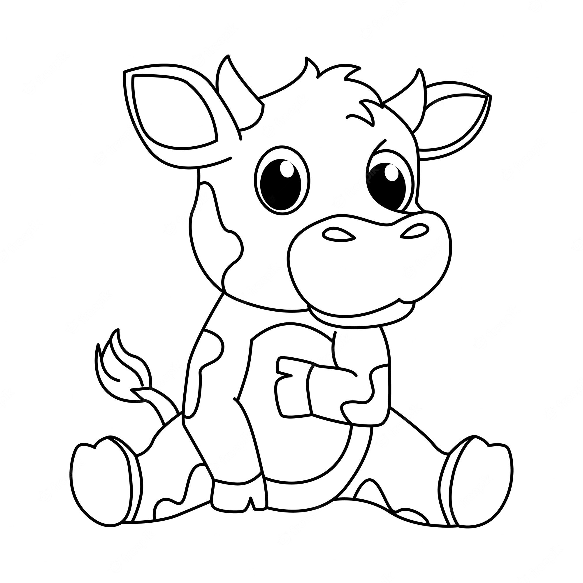 Premium Vector | Cute cow cartoon coloring page illustration vector for  kids coloring book