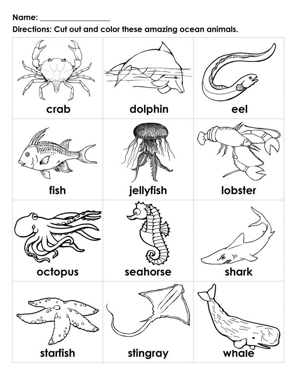 Ocean Animals Coloring Page On Animals With Underwater Ocean ...