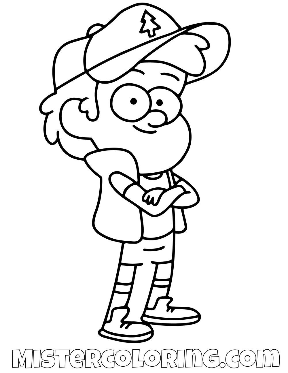 Dipper Pines Posing Gravity Falls Coloring Pages For Kids in ...