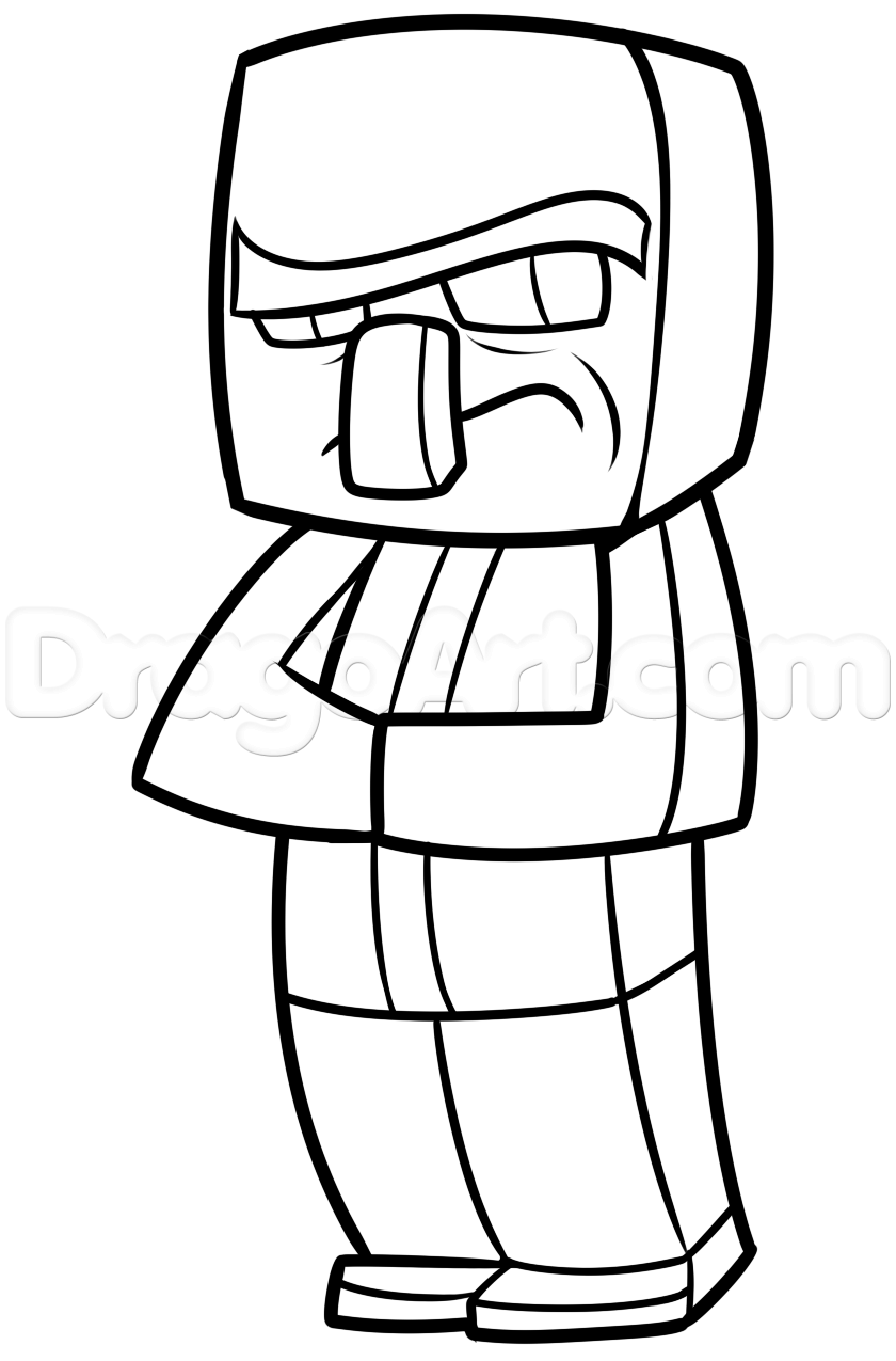 how to draw a minecraft villager step 11 | Minecraft coloring pages,  Minecraft drawings, Coloring pages