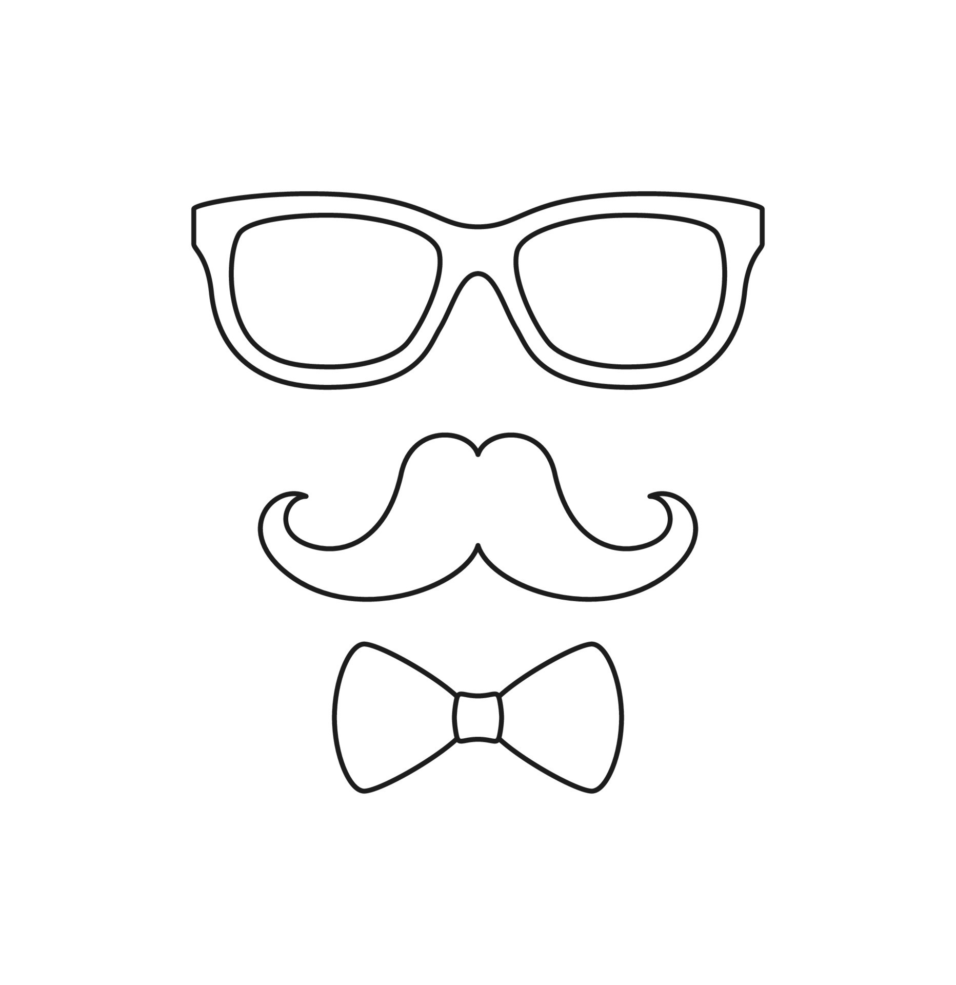 Coloring page with Mustache, Bow Tie, and Glasses for kids 9955394 Vector  Art at Vecteezy