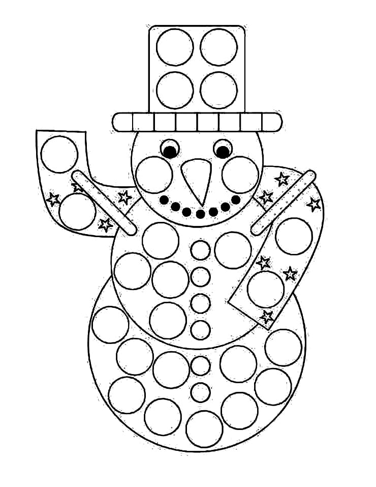 Snowman Dot Marker Coloring Page - Free Printable Coloring Pages for Kids