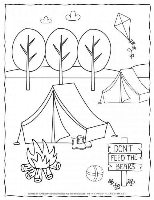 Camping Site Coloring Page | Planerium