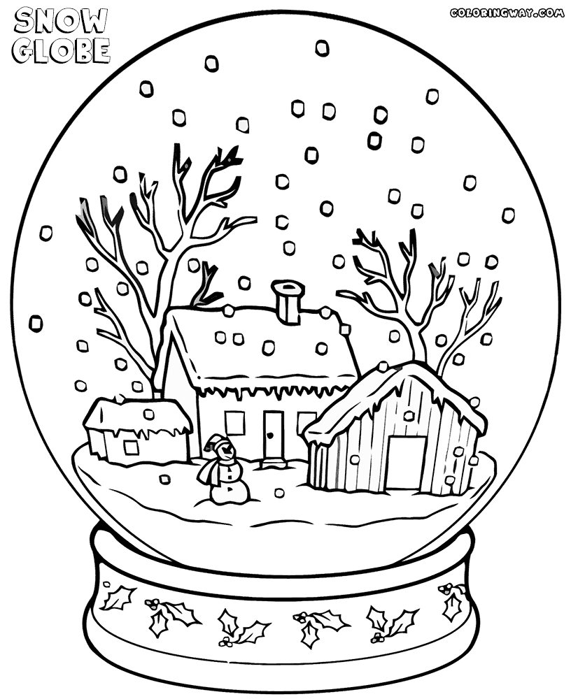 Snow Globe Coloring Page. Coloring Page To Download And Print