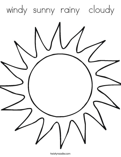 windy sunny rainy cloudy Coloring Page - Twisty Noodle