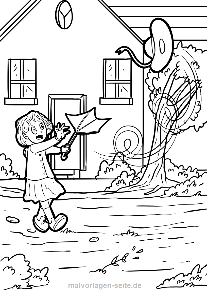 Coloring page windy weather Free coloring pages