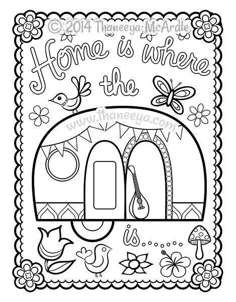 Happy Campers Coloring Book Blank Page by Thaneeya. | Coloring ...
