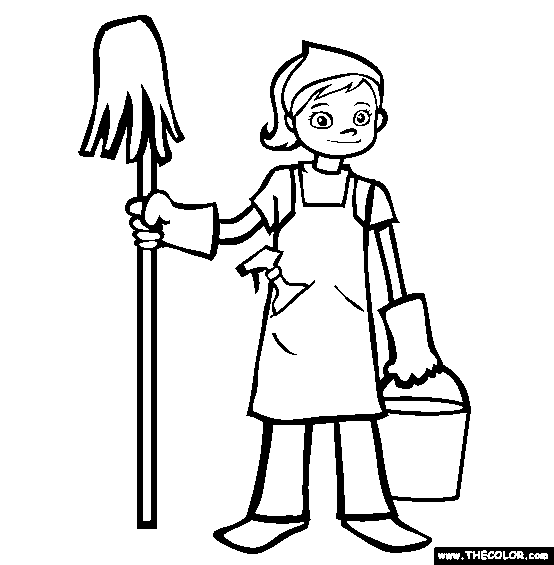 Spring Cleaning Online Coloring Page | Coloring pages, Preschool ...