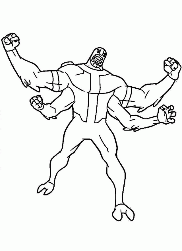 Download The Strongest Alien Ben 10 Four Arms Coloring Pages Or 