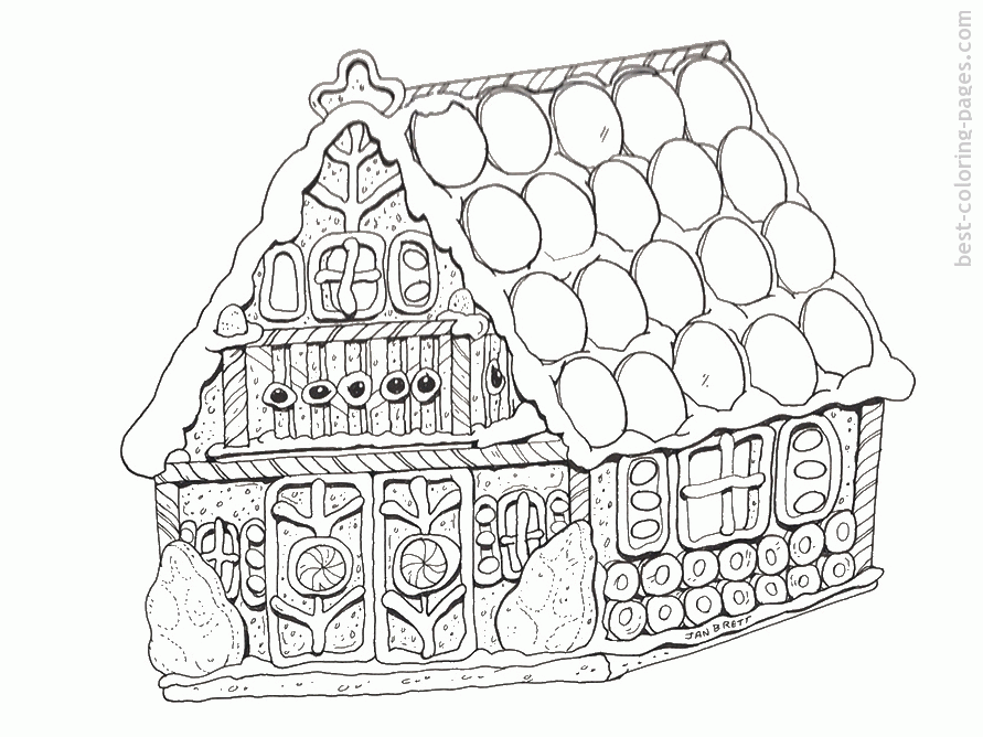 Gingerbreads and gingerbreads house coloring pages | Best Coloring 