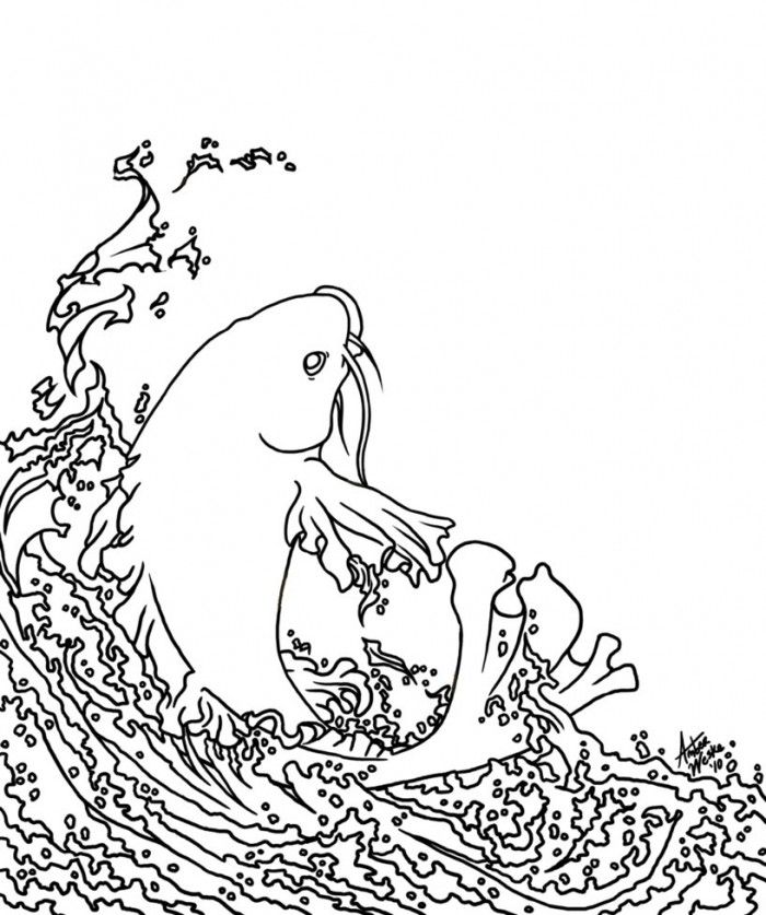 Koi Fish Coloring Page : Printable Coloring Book Sheet Online for 