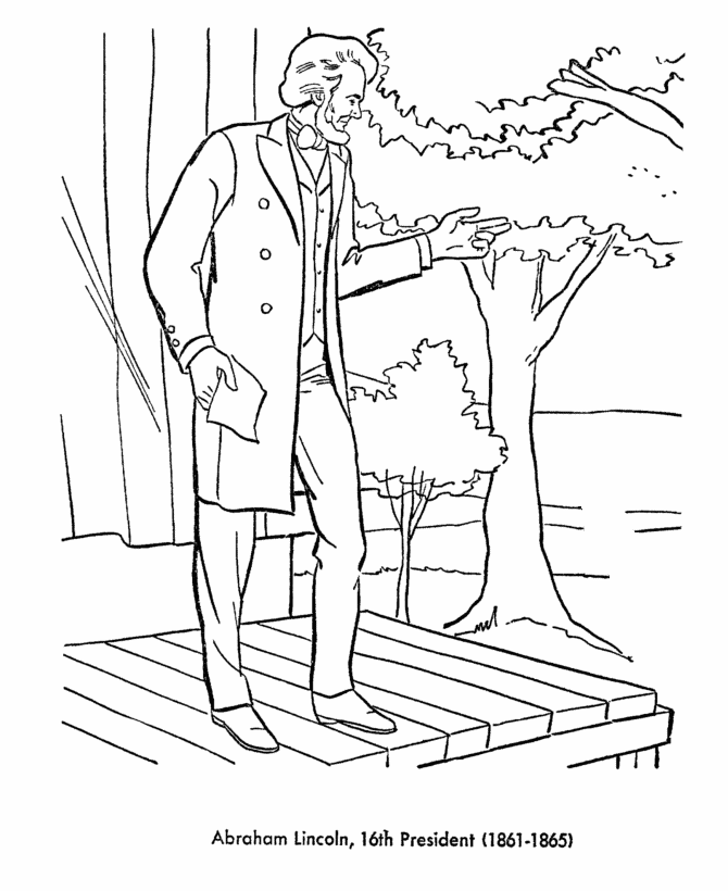 Bluebonkers : US Presidents coloring pages - President Abraham 