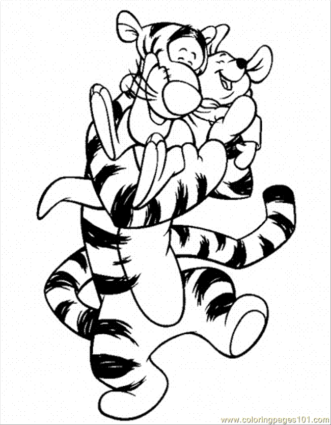 Free Printable Coloring Page Tigger Hug Piglet Cartoons Winnie The 