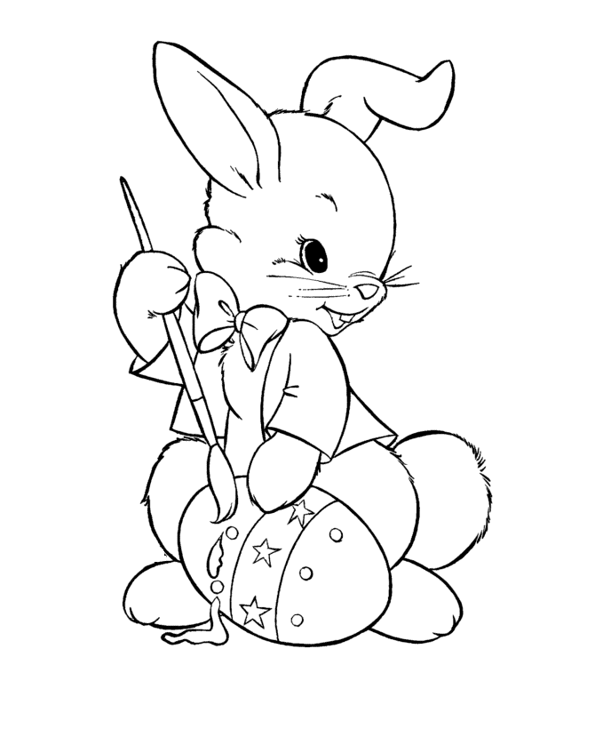 Print Easter Bunny Coloring Easter Egg Coloring Page or Download 