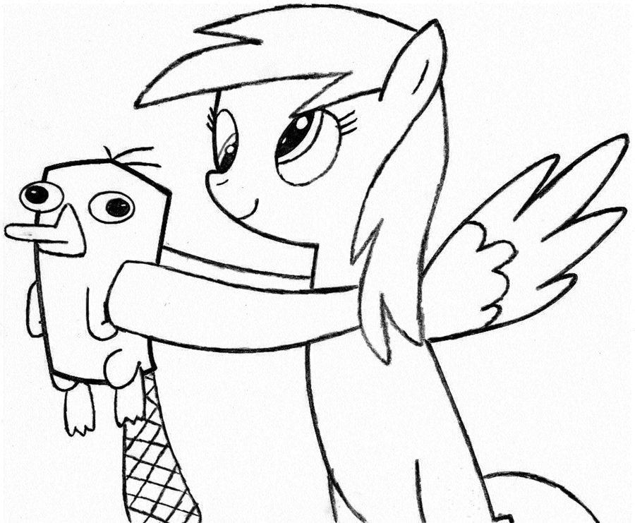 Derpy Hooves holding Perry the Platypus by Dashie-So-Cute on 