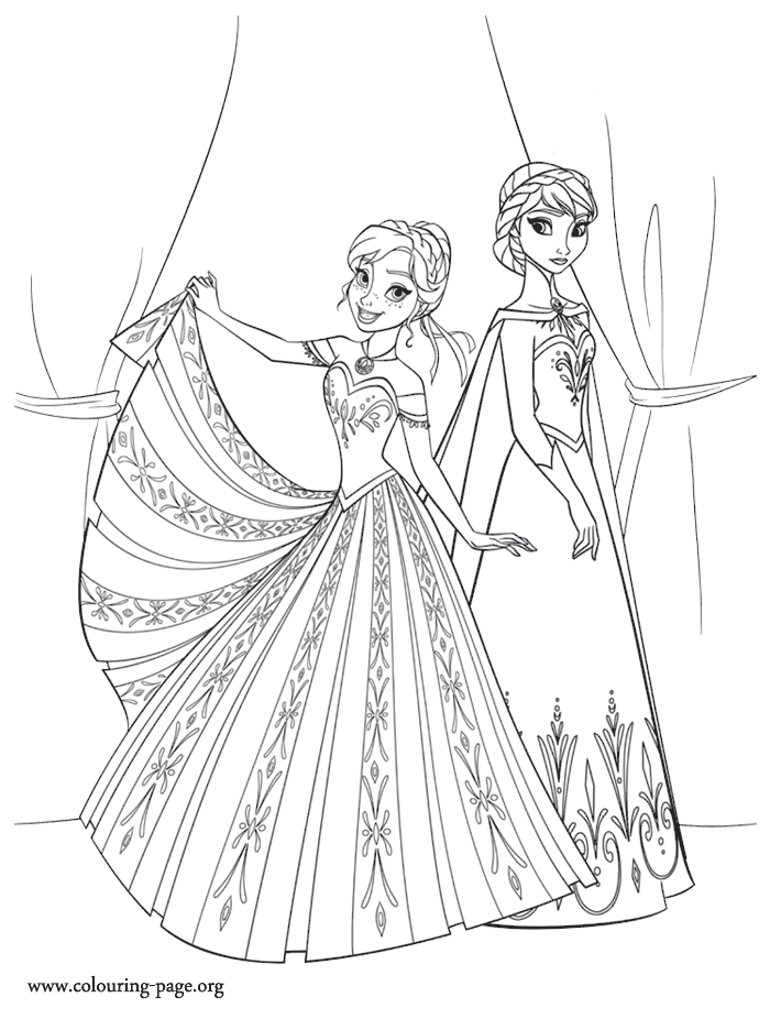 Download Frozen - The Sisters Anna And Elsa Coloring Page - Coloring Home
