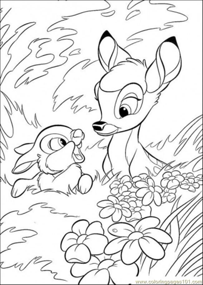 Coloring Pages Bambi With Thumper In The Forest (Cartoons > Bambi 