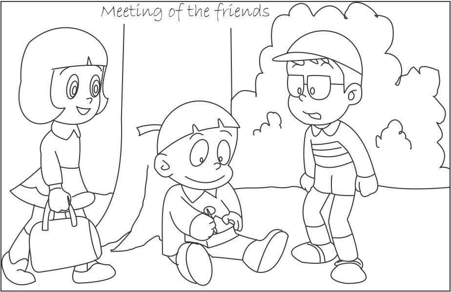Meeting of friends coloring page for kids: Meeting of friends 