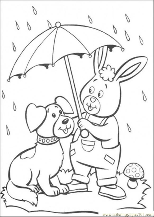Coloring Pages Under The Umbrella (Cartoons > Noddy) - free 