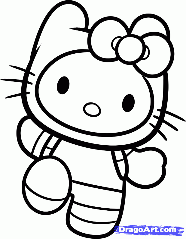 How to Draw Hello Kitty as Finn from Adventure Time, Step by Step 