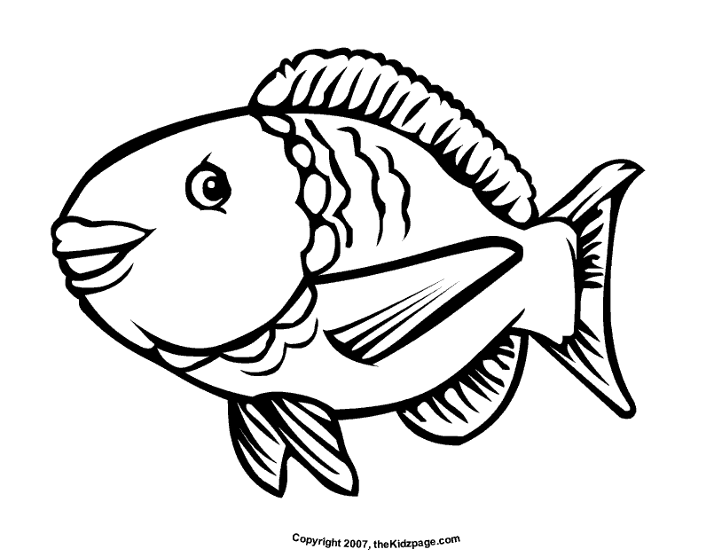 Cartoon Fish Free Coloring Pages for Kids - Printable Colouring Sheets