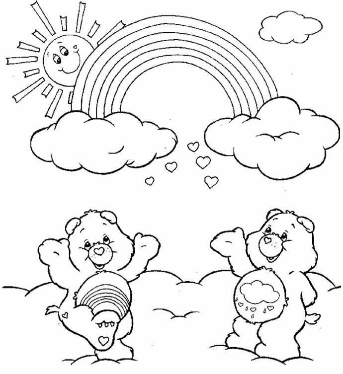 Rainbow Care Bears Coloring Page For Kids - Rainbow Coloring Pages 