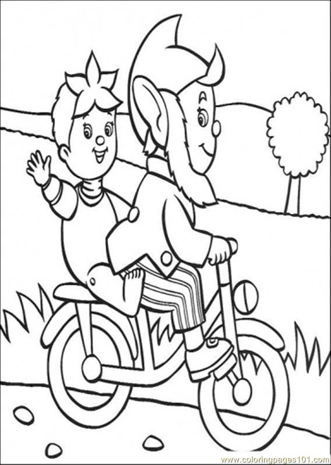 Coloring Pages Big Ears Rides A Bicycle With Noddy (Cartoons 
