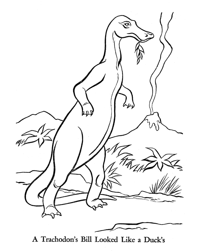 Dinosaur Coloring Pages | Printable Trachodon coloring page sheet 