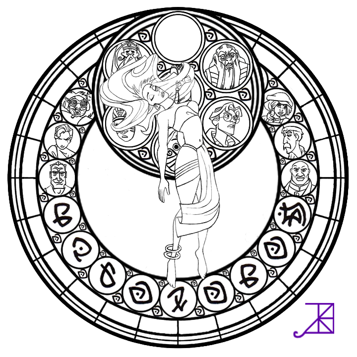 Pocahontas Stained Glass -line art- by Akili-Amethyst on deviantART