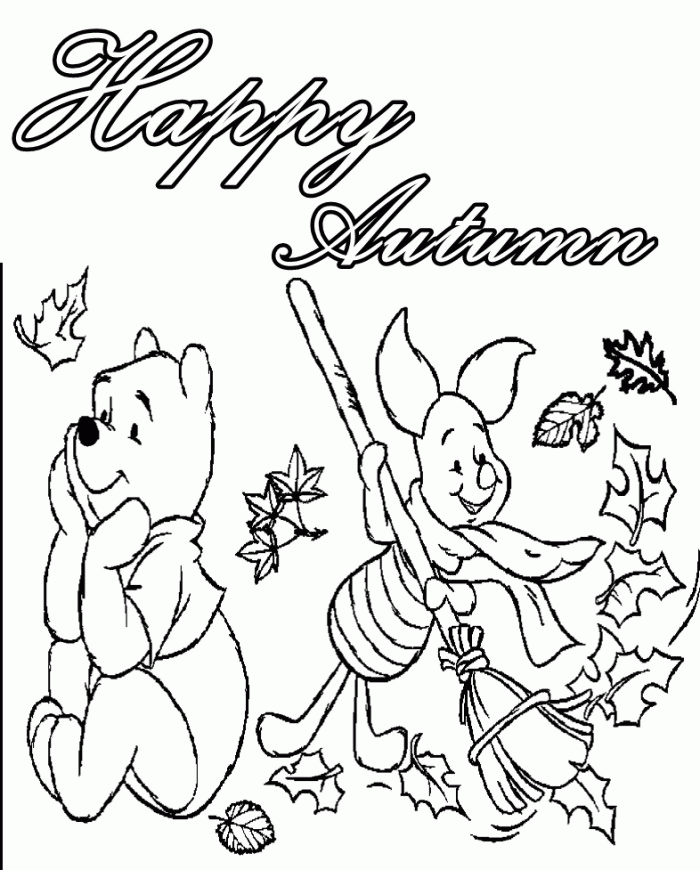 Winnie And Piglet In The Autumn Coloring Pages - Autumn Or Fall 