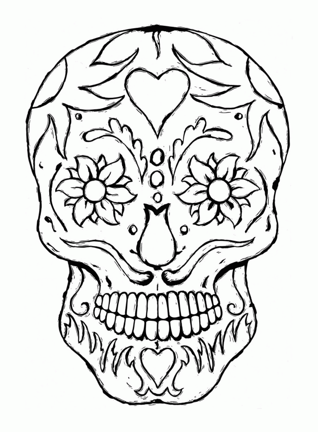 Mexican Folk Art Coloring Pages Sugar Skull Tat Idea Image Kids 