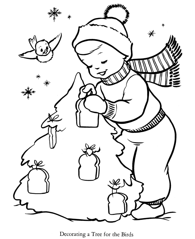 Kids Coloring Pages of Christmas Tree Decoration With Bread For 