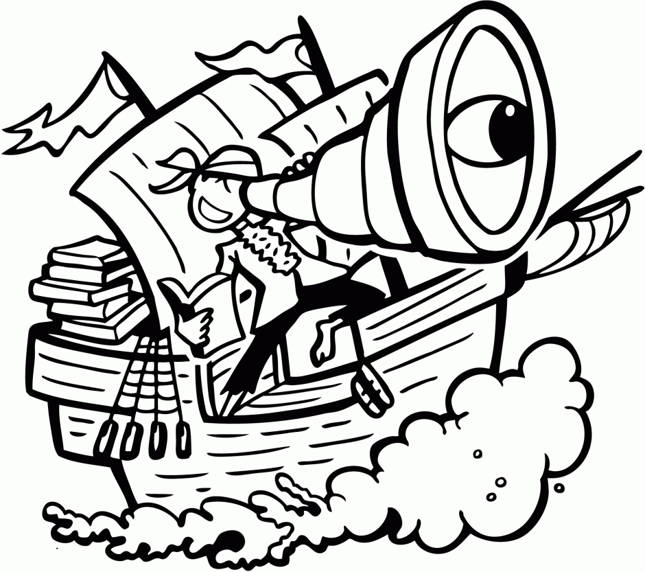 Clipart Of A Black And White Pirate Ship Royalty Free Vector 