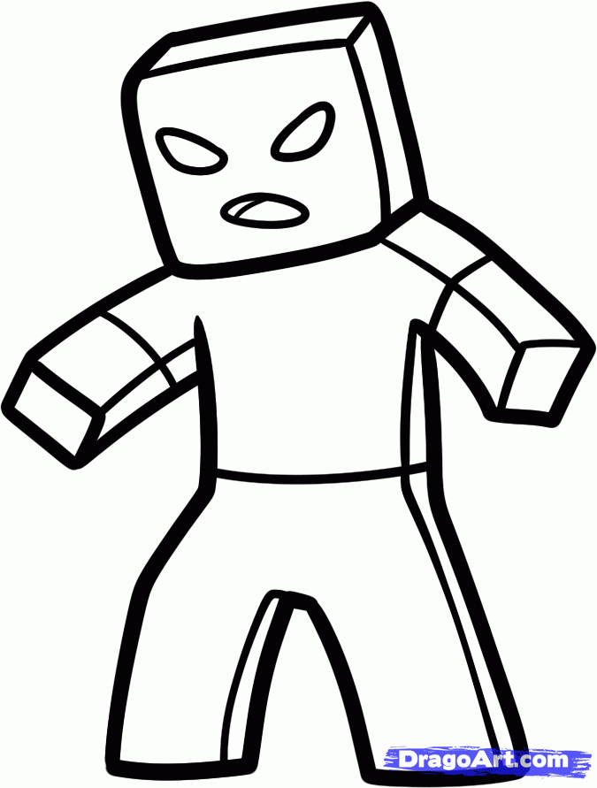 minecraft herobine Colouring Pages