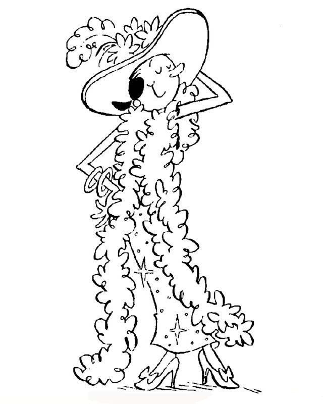 a Dog in a Dress Coloring Page | Kids Coloring Page