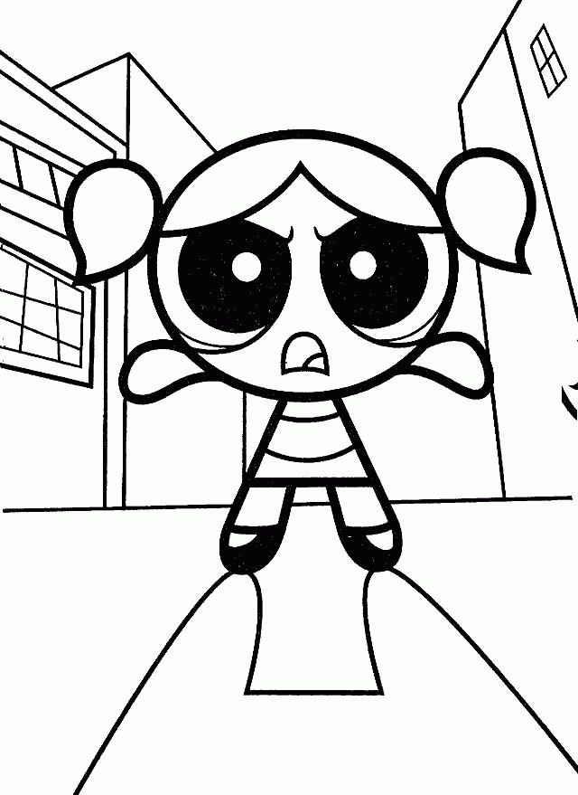 Bubbles Obstruct An Opponent Coloring Pages - Powerpuff Girls 