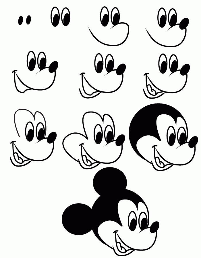 How To Draw A Mouse Step By Step For Kids | Disney Coloring Pages 