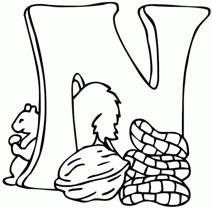 letter n (spotty) Colouring Pages