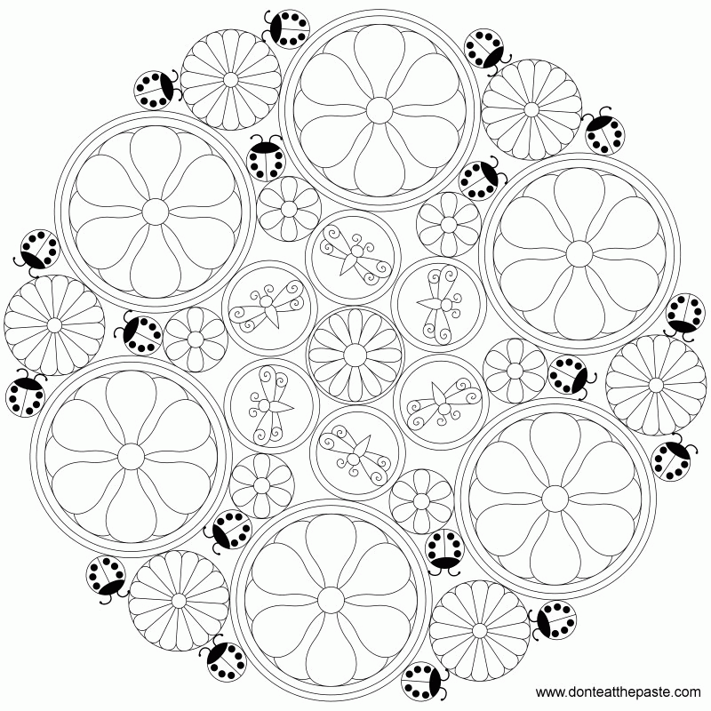 Don't Eat the Paste: Less Intricate Flower Mandala to Color