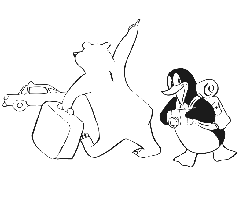 penguin and polar bear coloring page catch cab