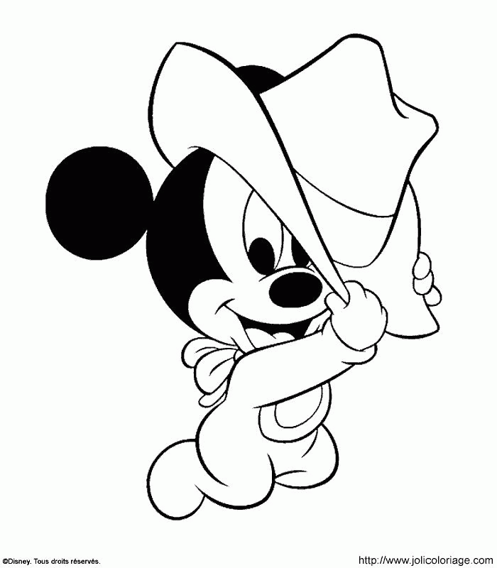 Baby Mickey with hat - free coloring pages | Coloring Pages