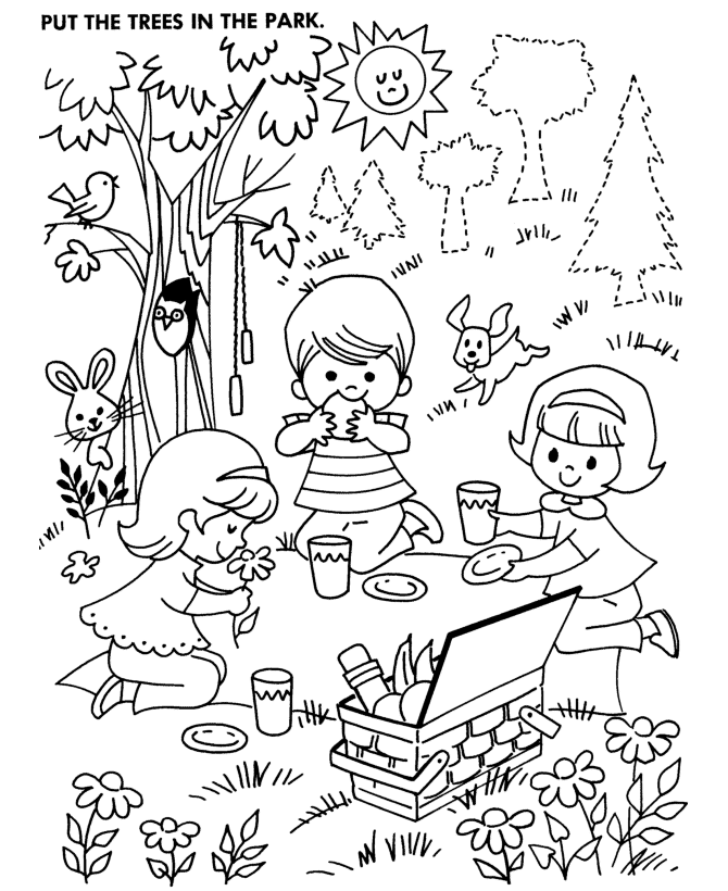 Picnic Coloring Pages For Kids - Free Printable Coloring Pages 