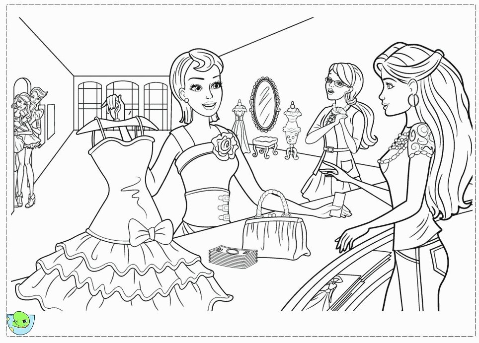 Barbie Fashion Fairytale Coloring pages for kids- DinoKids.