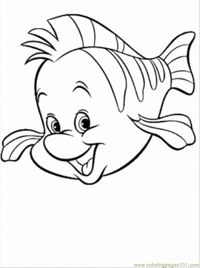 Coloring Pages Flounder (Cartoons > The Little Mermaid) - free 