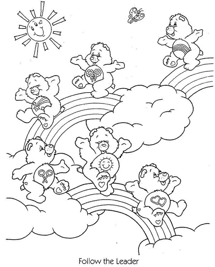 Follow the Leader Care Bears Coloring Pages